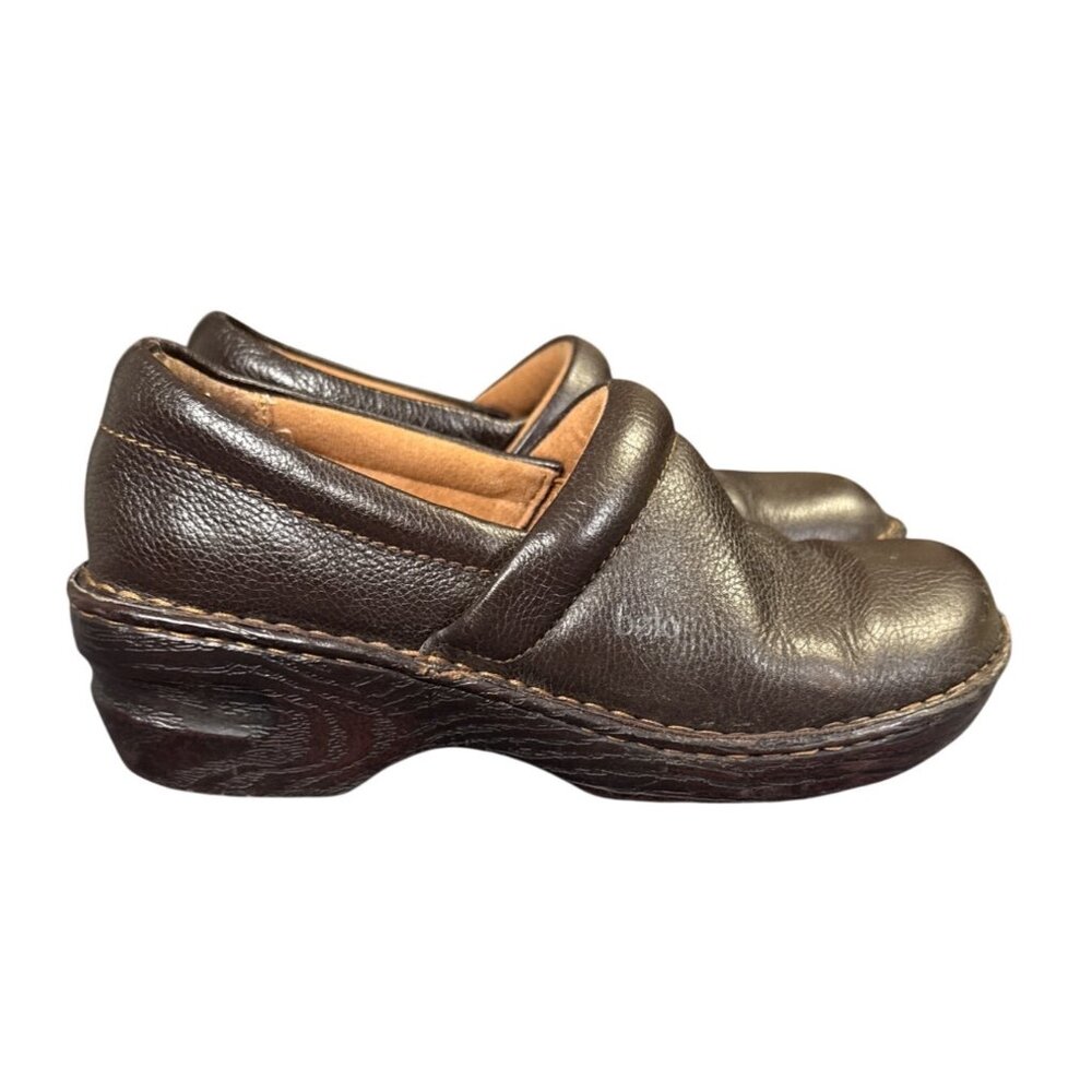 Born Womens Leather Slip-On Clogs 8.5M Brown Comfortable Shoes EU 40 Nurse